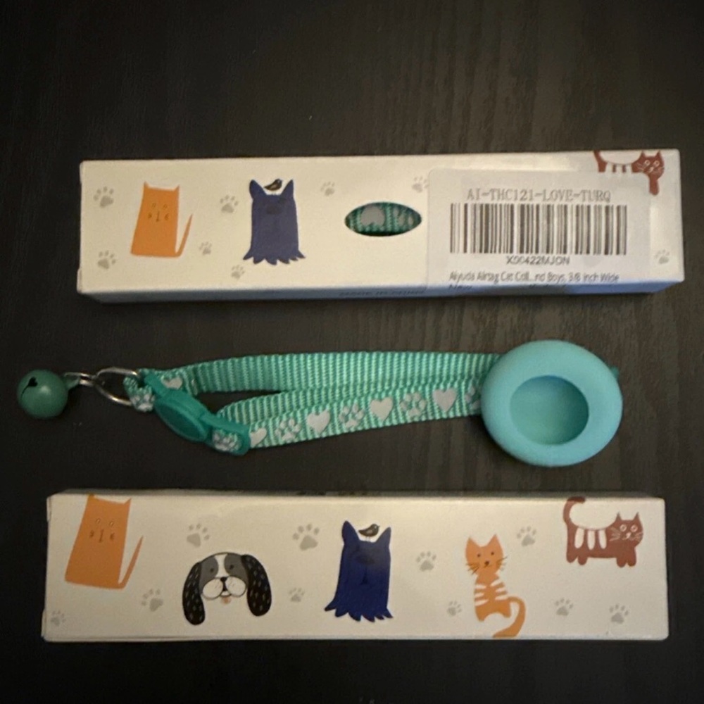 Alyuda AirTag Cat Collar -Turquoise With Breakaway Buckle